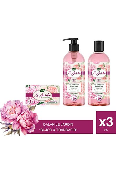 Dalan Le Jardin Rose 3 in 1 Set – Solid Soap, Liquid Soap and Rose Scented Shower Gel