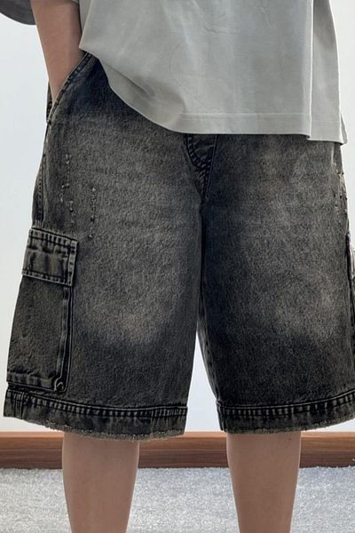 Köstebek Gray Bermuda Cargo Pocket Denim Shorts