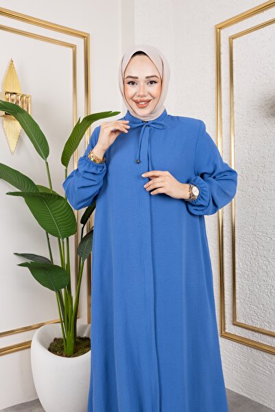 Nevayla Moda Χαλαρή Κοπής Αερόμπιν Ύφασμα Φεράτσε / Μπλε - F137