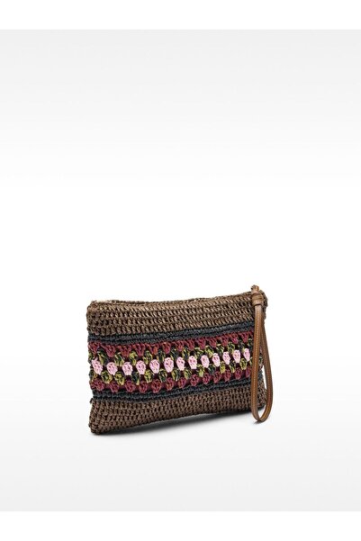 PARFOIS Örgü Detaylı Hasır Efektli Zarf Çanta