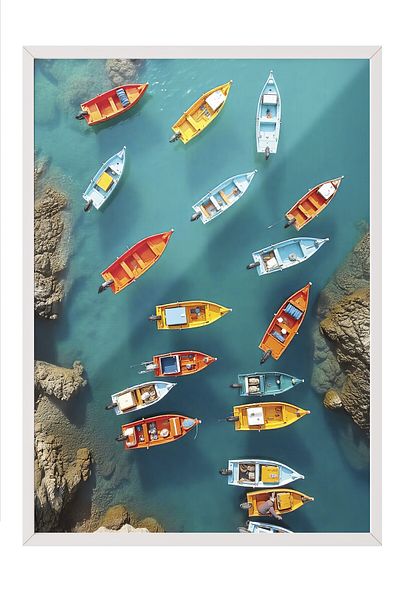 Postifull White Framed Poster Painting, Colorful Sandals, Photo, Maximalist, Blue Color Poster, 2025 Summer Choose