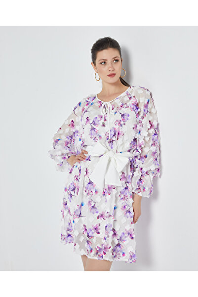 SERPİL Kadın Çiçek Desenli Tunik - Kemer Detaylı - Modern ve Şık Tasarım - Gü...