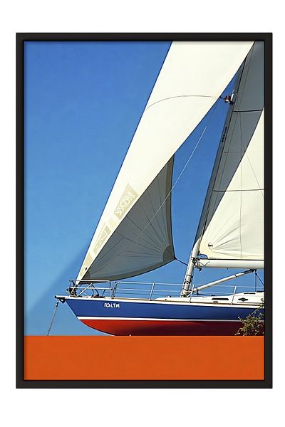 Postifull Black Framed Poster, Sailboats, Photo, Blue Color Poster, 2025 Summer Selection, No:109633