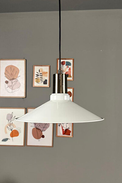 Bamyum Benjamin Beyaz Metal Avize Kalın Eskitme Fener Başlık Rustik Cafe Mutfak Modern Dekoratif Sarkıt