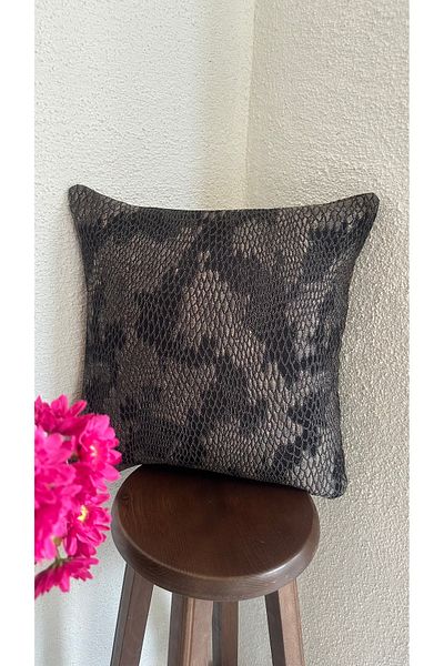 Decamor home Black Gold Glitter Snake Pattern Living Room Throw Pillow Cover