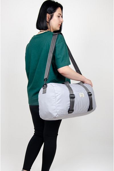 KAFF Gray Shoulder Strap Waterproof Fabric Unisex Travel Gym Fitness Sports Bag -1010