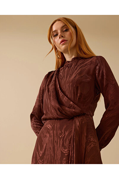 SCL Parlak Dokulu Desenli Maksi Elbise