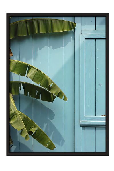 Postifull Black Framed Poster, Palm Tree, Photo, Blue Color Poster, 2025 Summer Selection, No:109580