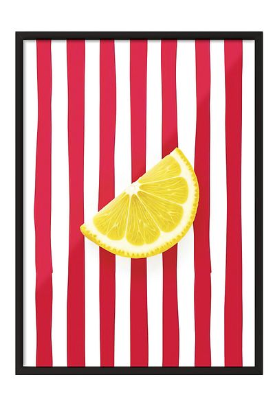 Postifull Black Framed Poster Painting, Lemon Slice, Illustration, Maximalist, Yellow Color Poster, 2025 Summer Choose
