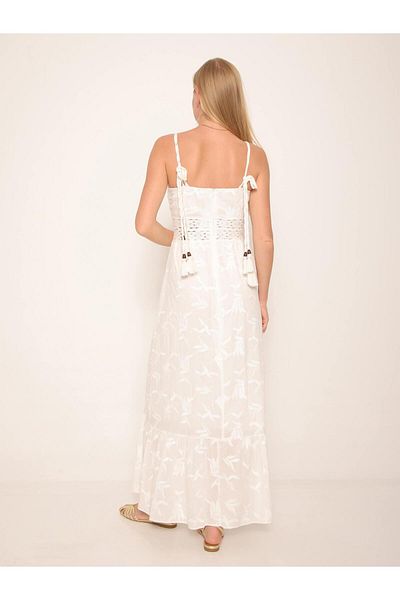 Coral Strappy Lace Detailed Dress Ecru