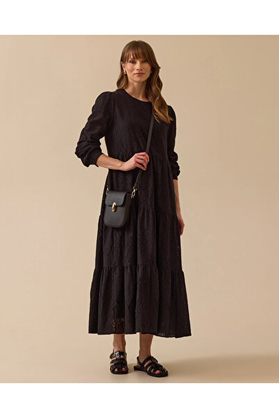 SCL Desenli Fistolu Uzun Kollu Elbise