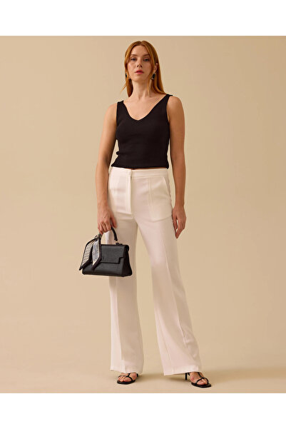 SCL Cepli Düğme Detaylı Bol Paça Pantolon