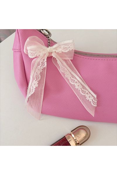 PİNKUE Pinkue Soft Grace Lace Bow Charm/Keychain/Bag Ornament/ Accessory/ Handmade Charm