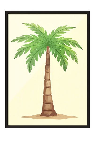 Postifull Poster cu cadru negru, palmier, ilustrație, poster de culoare verde, selecție de vară 2025, NR:109594