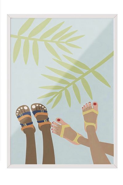 Postifull White Framed Poster, a Beautiful Summer Day, Illustration, Colorful Color Poster, 2025 Summer Selection, No:1