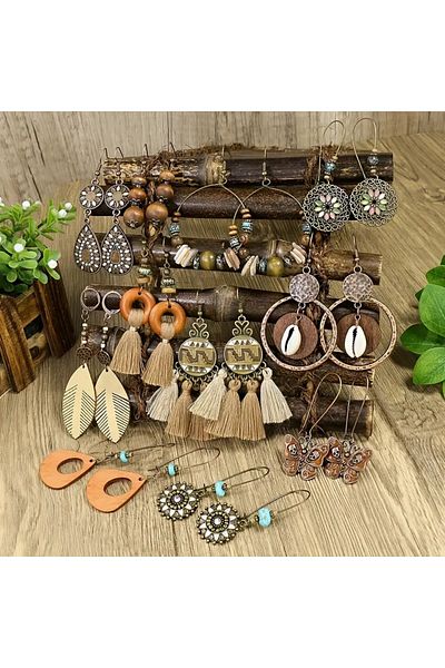 Vira Ethnic Women's Earring Set Summer Holiday Dangle 11 Pairs