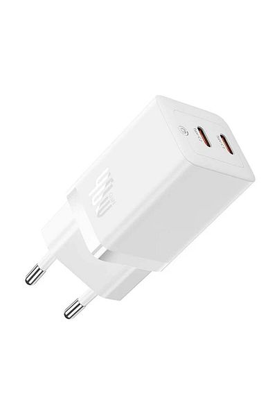 Baseus Charger 2x Type-C, GaN, Fast Charging, 40W - Baseus (CCGP180102) - White