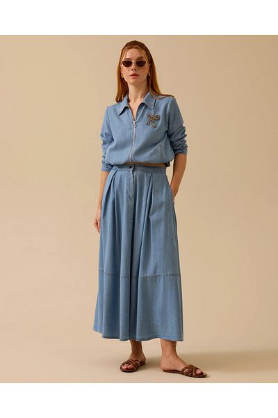SCL Jean Skirt with Pile Detail