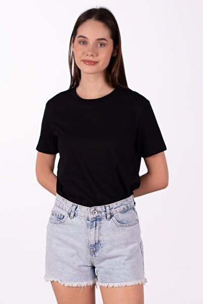 BARRELS AND OIL Women's Crew Neck Basic T-Shirt - Black