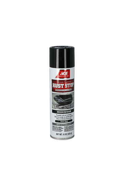 ACE Fast-Drying Glossy Finish Rust Stop Spray Paint Black 15oz