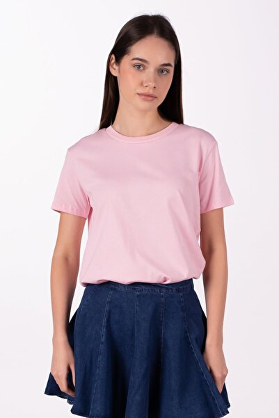 BARRELS AND OIL Women's Crew Neck Basic T-Shirt - Pink