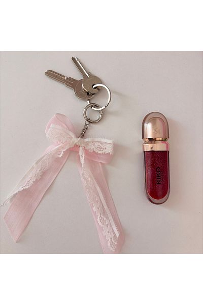 PİNKUE Pinkue Soft Grace Lace Bow Charm/Keychain/Bag Ornament/ Accessory/ Handmade Charm