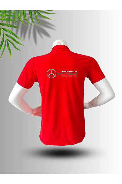 FROOY Mercedes Logo Printed Polo Neck Cotton T-Shirt