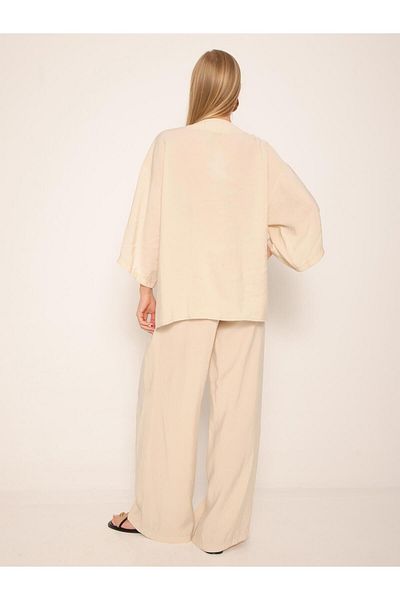 Coral One Button Blouse Pants Suit Stone