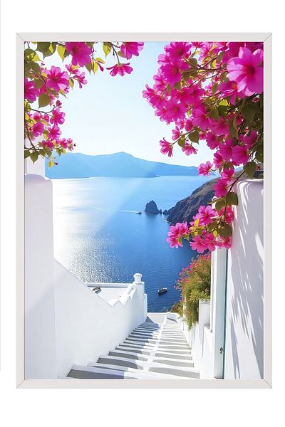 Postifull Poster cu cadru alb, Road to the Sea, Fotografie, Poster de culoare albastră, Selecție de vară 2025, NR:109537