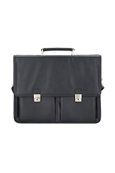 Alassio Veneto Black Leather Aktentasche 42 cm with Laptop Compartment 1.87 kg