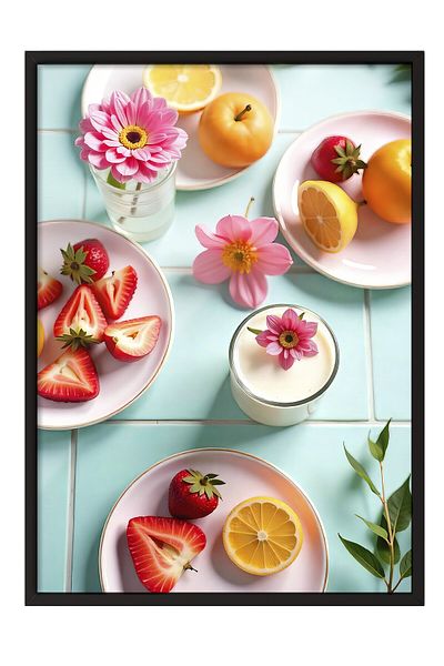 Postifull Black Framed Poster, Delicious Fruits, Photo, Maximalist, Red Color Poster, 2025 Summer Stencil