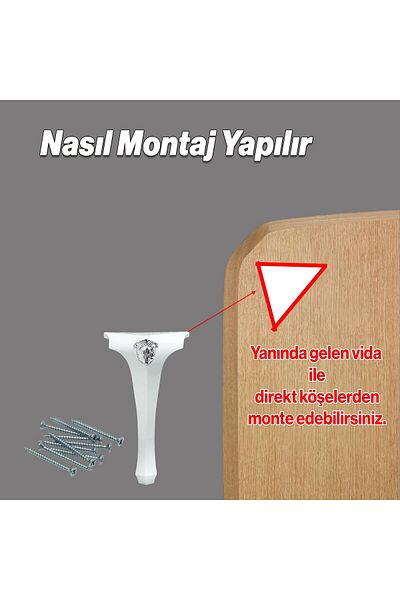 Badem10 Lukens White Silver Masă de cafea Picioare de masă 40 cm Picioare din plastic Mobilier Zigon Tea Masă de cafea mijlocie Picior Masă de cafea
