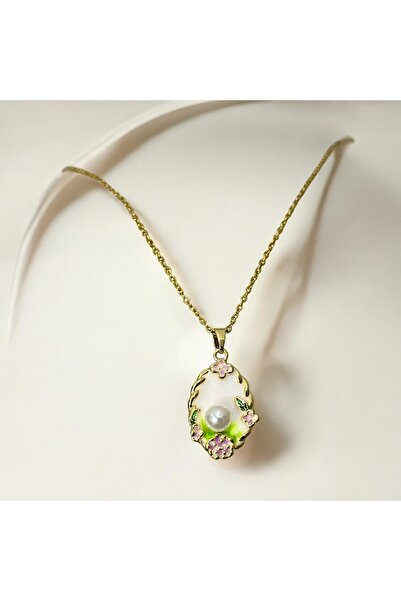 staınless steel قلادة فنية من الفولاذ واللؤلؤ