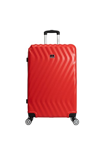 aventor Av104 Large Trolley, 76x49x29 Cm, Checked Luggage, 100% Abs, 4 Double 360° Wheels, Red