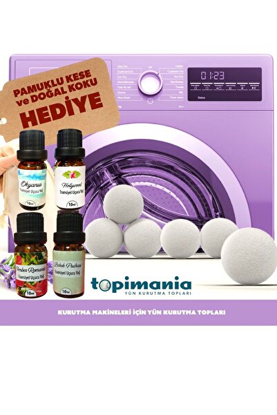 Topimania Yün Kurutma Topları 6 Adet Xxl Doğal Yerli Üretim Çamaşır Yün Kurut...