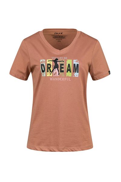 2AS Tricou pentru femei cu decolteu în V cu imprimeu Alone 404