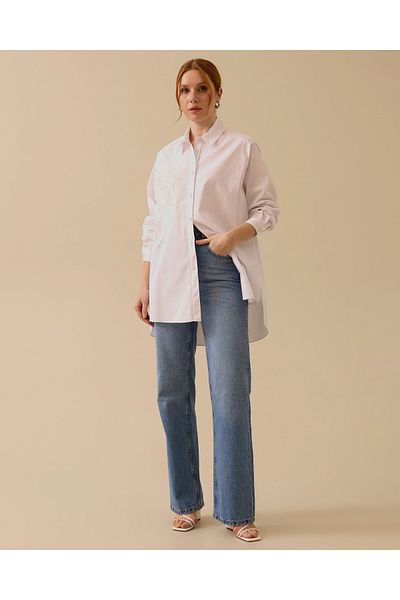 SCL Flower Embroidered Oversize Shirt Tunic