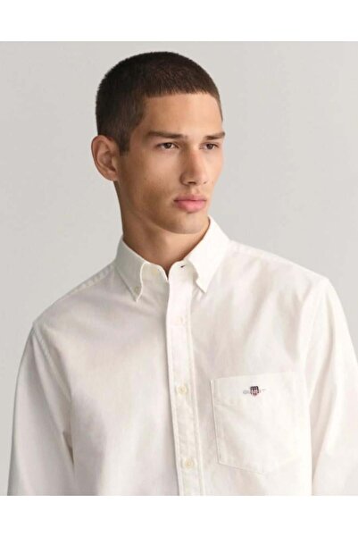 Gant Men's White Regular Fit Buttoned Collar Oxford Shirt