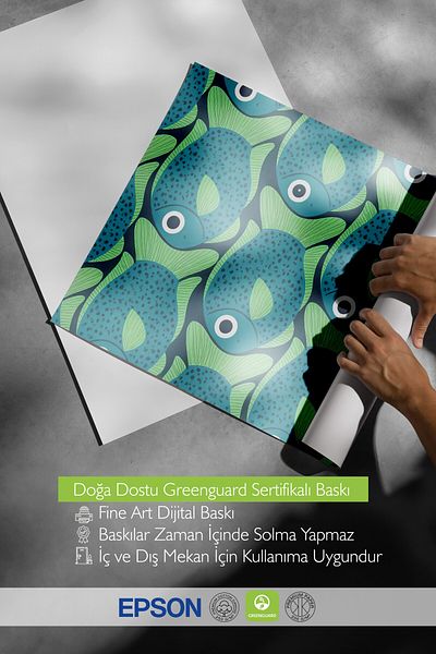 Postifull White Framed Painting, Green Fish, Illustration, Green Color Poster, 2025 Summer Selection, No:109738