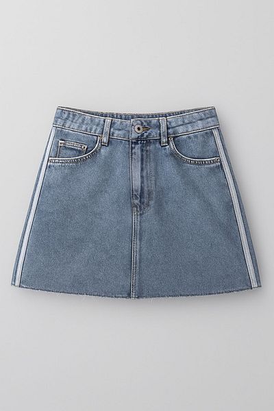 Bluewhite High Waist Tasseled Mini Jean Skirt