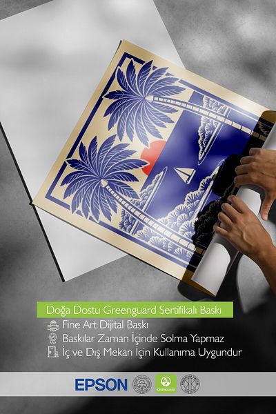 Postifull Wooden Framed Poster, Palm Trees and Sunset, Illustration, Blue Color Poster, 2025 Summer Choose