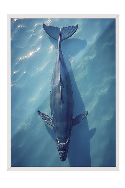 Postifull White Framed Poster, Big Whale, Photo, Blue Color Poster, 2025 Summer Selection, No:109636