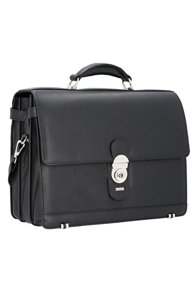 Alassio Monza Leather Aktentaş 38 cm with Laptop Compartment Black 1.46 kg