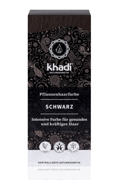 Khadi Natural Vopsea de par naturala, Khadi, Negru, 100 ml