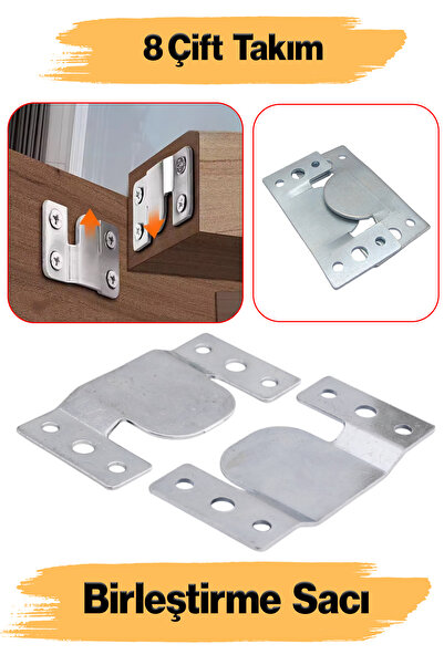 Badem10 Metal (8 ÇİFT TAKIM) Mobilya Baza Koltuk Köşe Kanepe Çekyat Birleştir...