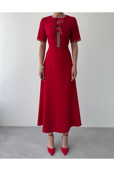 Aymood Wera Stone Bow Detailed Dress