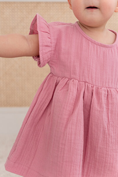 Lilabio %100 Pamuk Müslin Bebek Zıbın Elbise