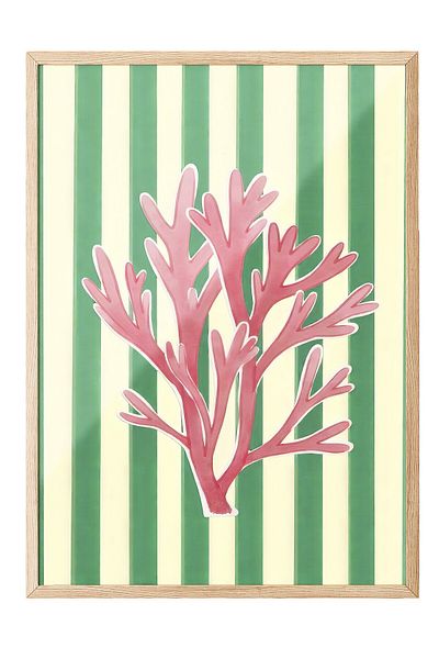 Postifull Wooden Framed Poster Painting, Pink Coral, Illustration, Pink Color Poster, 2025 Summer Selection, No:10