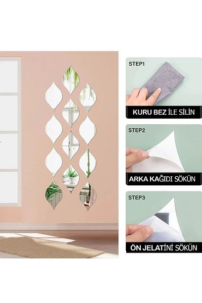 Numa Concept Decorative Waterway Mirrored Silver Plexiglass Christmas Ornament (12X7 cm) 12 Pieces