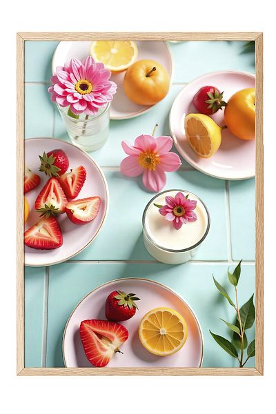 Postifull Wooden Framed Poster, Delicious Fruits, Photo, Maximalist, Red Color Poster, 2025 Summer Stencil